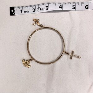 Gold Cross Bangle Layering Bracelet